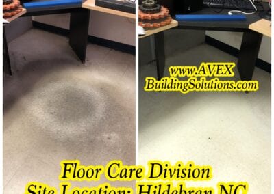A floor care division site location in the middle of a room.
