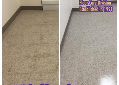 A before and after picture of a floor in a building.