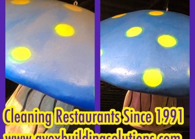 A before and after picture of cleaning restaurants.