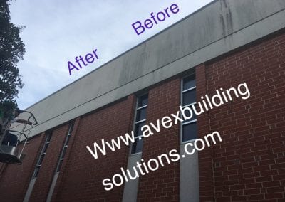 A picture of the side of a building with the words " after before ".