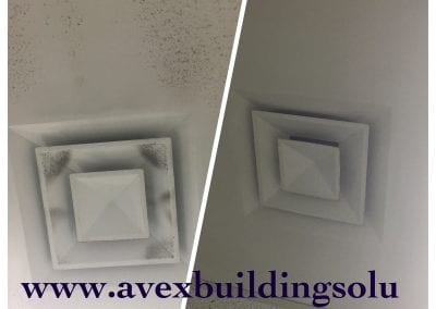 A before and after picture of the air vent.