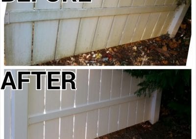 A before and after picture of the fence.