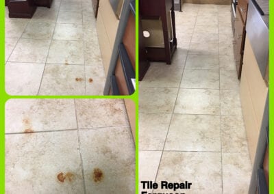 A before and after picture of the tile repair.