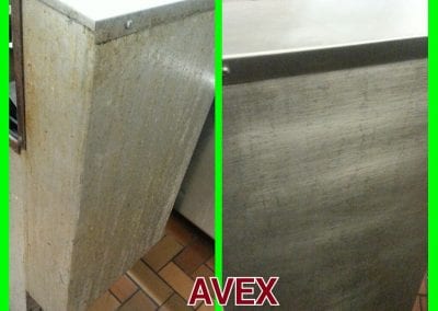 A before and after picture of the counter top.
