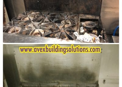 A before and after picture of an oven cleaning.