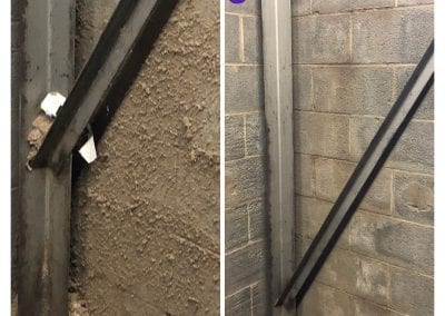 A before and after picture of the wall.