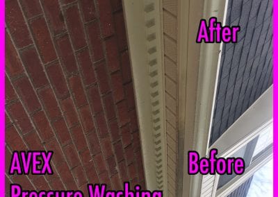 A picture of the outside of a house with text that says " avex pressure washing ".