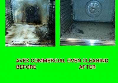 Before and after picture of a commercial oven cleaning